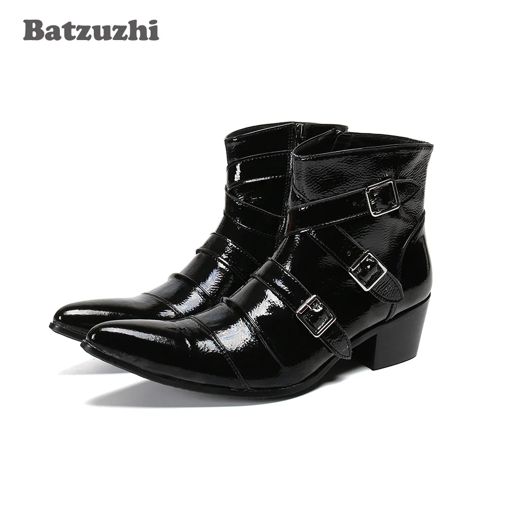 

Batzuzhi Bota Masculina/модные мужские ботинки; Каблук 6,5 см; Ботильоны из бронзовой кожи; Мужская обувь В рыцарском стиле на молнии; Обувь для вечерино...