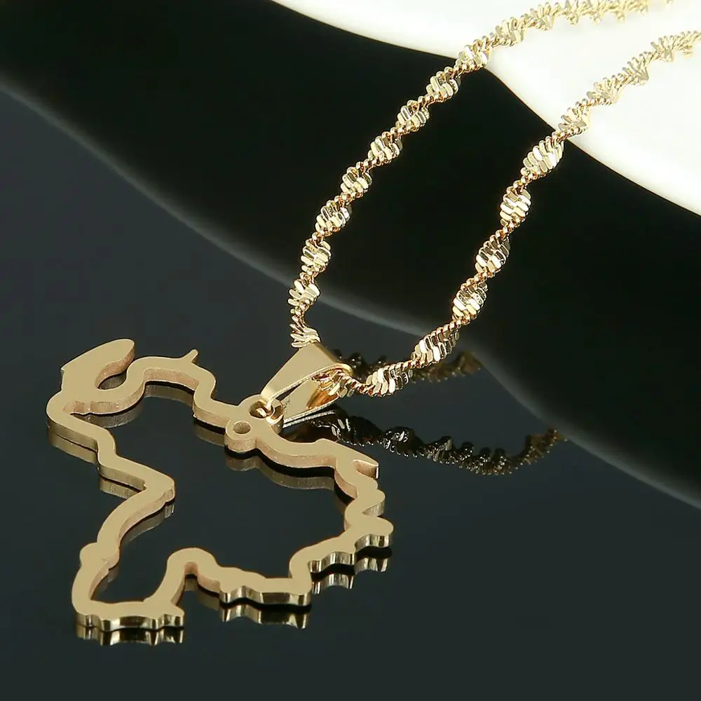 Ожерелье с подвеской из нержавеющей стали картой Венесуэлы простая цепочка