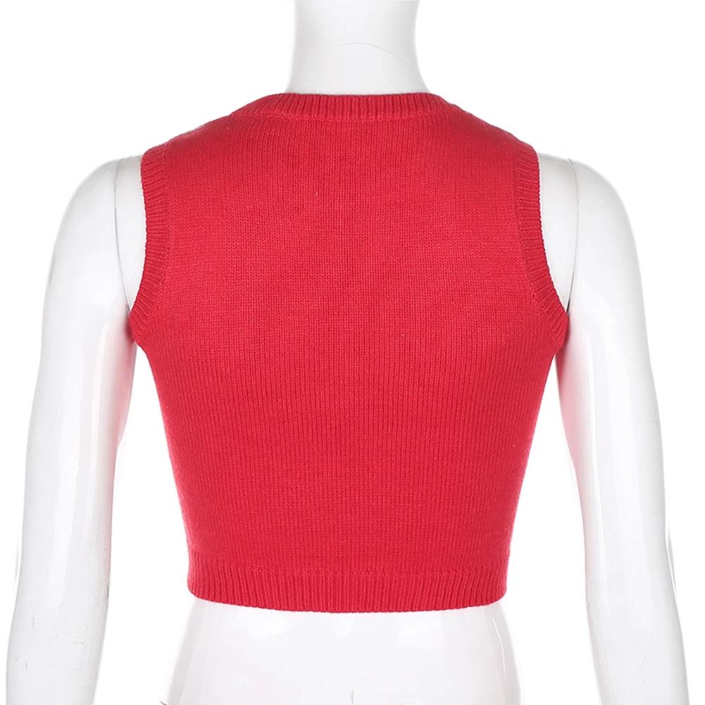 

Women Vest Sweater Tops Casual Crops Knitted Cropped Sweater Camisole Sleeveless V-Neck Tank Tops Fall Preppy Style Streetwear