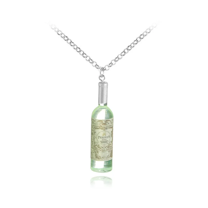

5 Simulation Mini Fashion Red The Wine Bottle Colorful color Pendant Necklace Geometric shape Resin Pendant Wish gift jewelry
