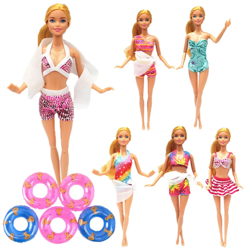 

Colorful Bikini For Barbie Doll Swimwear & Buoy Short Top Skirt Shorts Swimsuit Clothes Dollhouse 1/6 Doll Accessories DIY Toys
