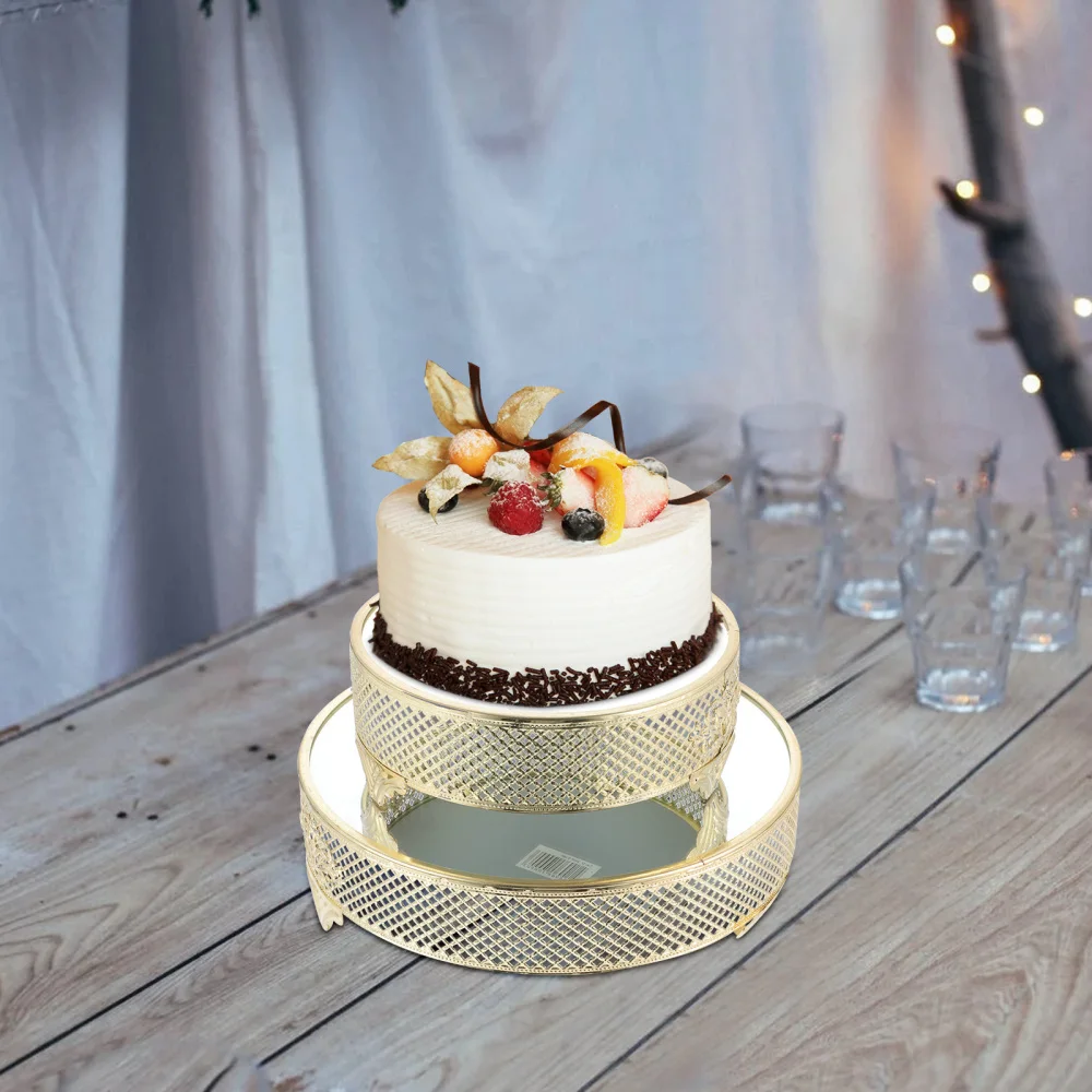 

2Pcs Antique Round Metal Cake Stand Cupcake Display Holder Party Decoration