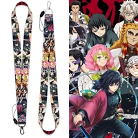 demon slayer keychain 2021 anime accessories kisatsutai neck strap phone chain work id card bag lanyard cartoon jewelry men gift