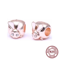 original 925 sterling silver bead fashionable rabbit beads fit pandora women bracelet necklace diy jewelry