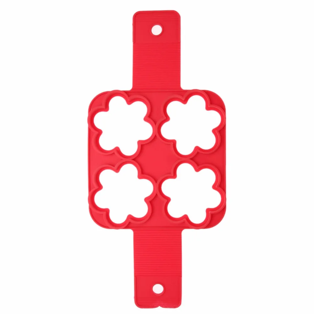 Flower Shape Антипригарная блинница с 4 отверстиями для приготовления яиц, силиконовая форма для приготовления блинов, жарки яиц, сделай сам, квадратное сердце, круг, цветок, кухонные инструменты ZXH - Цвет: Flower Shape