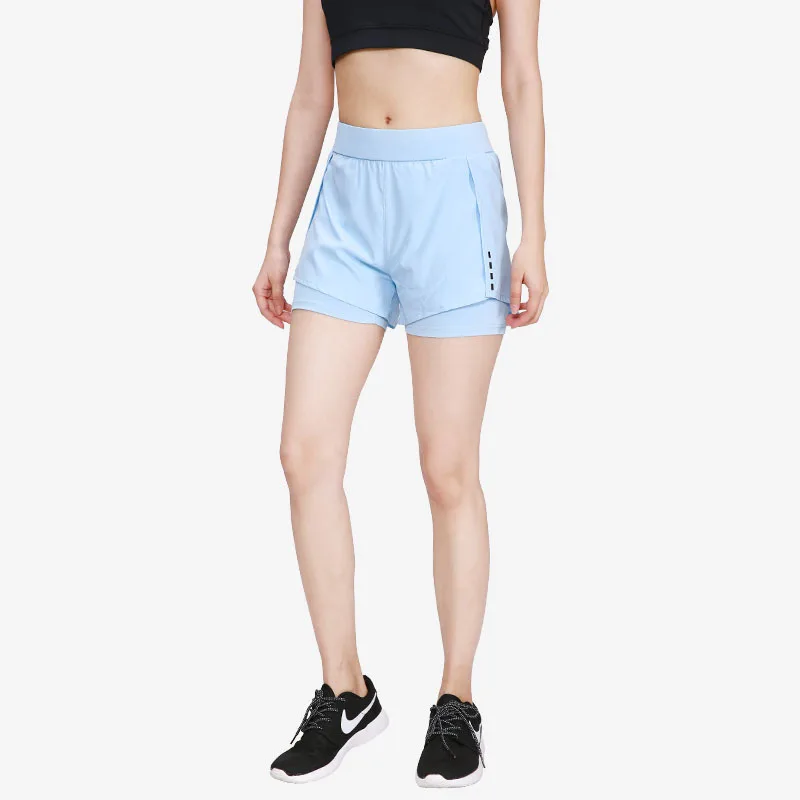 Светоотражающие 2 в 1 женские шорты для бега дышащие быстросохнущие эластичные