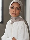 Многоцветный мягкий эластичный хлопковый мусульманский шарф хиджаб из Джерси, Женский мусульманский хиджаб, Исламские шали и накидки, тюрбан женский платок на голову