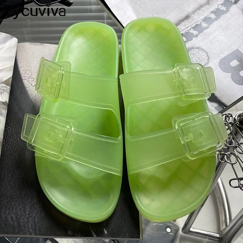 Женские сандалии-желе из ПВХ прозрачные сандалии на толстой подошве с пряжкой