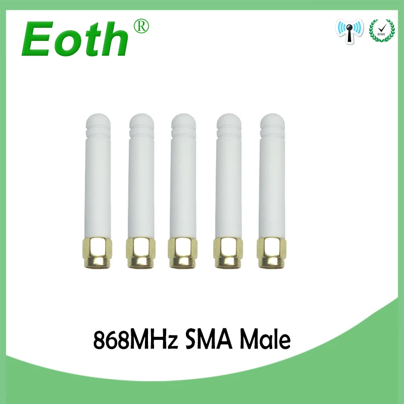EOTH 5pcs 868mhz antenna 2~3dbi sma male 915mhz lora antene pbx iot module lorawan signal receiver antena high gain