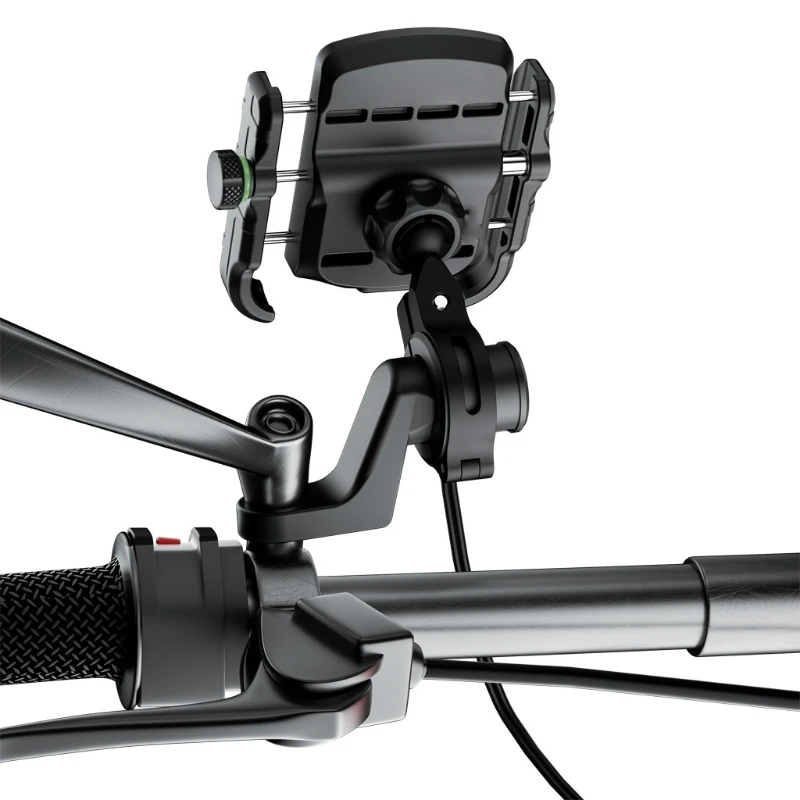 

12V-90V Motorcycle E-bike Handlebar Rear-View Mirror Cellphone Stand USB Charger