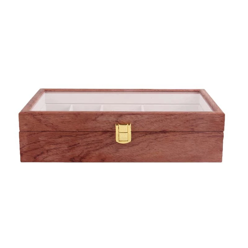 Wooden Watch Box Watch Holder Box for Watches Men Glass Top Jewelry Organizer Box 4+2 Grids Watch Organizer New