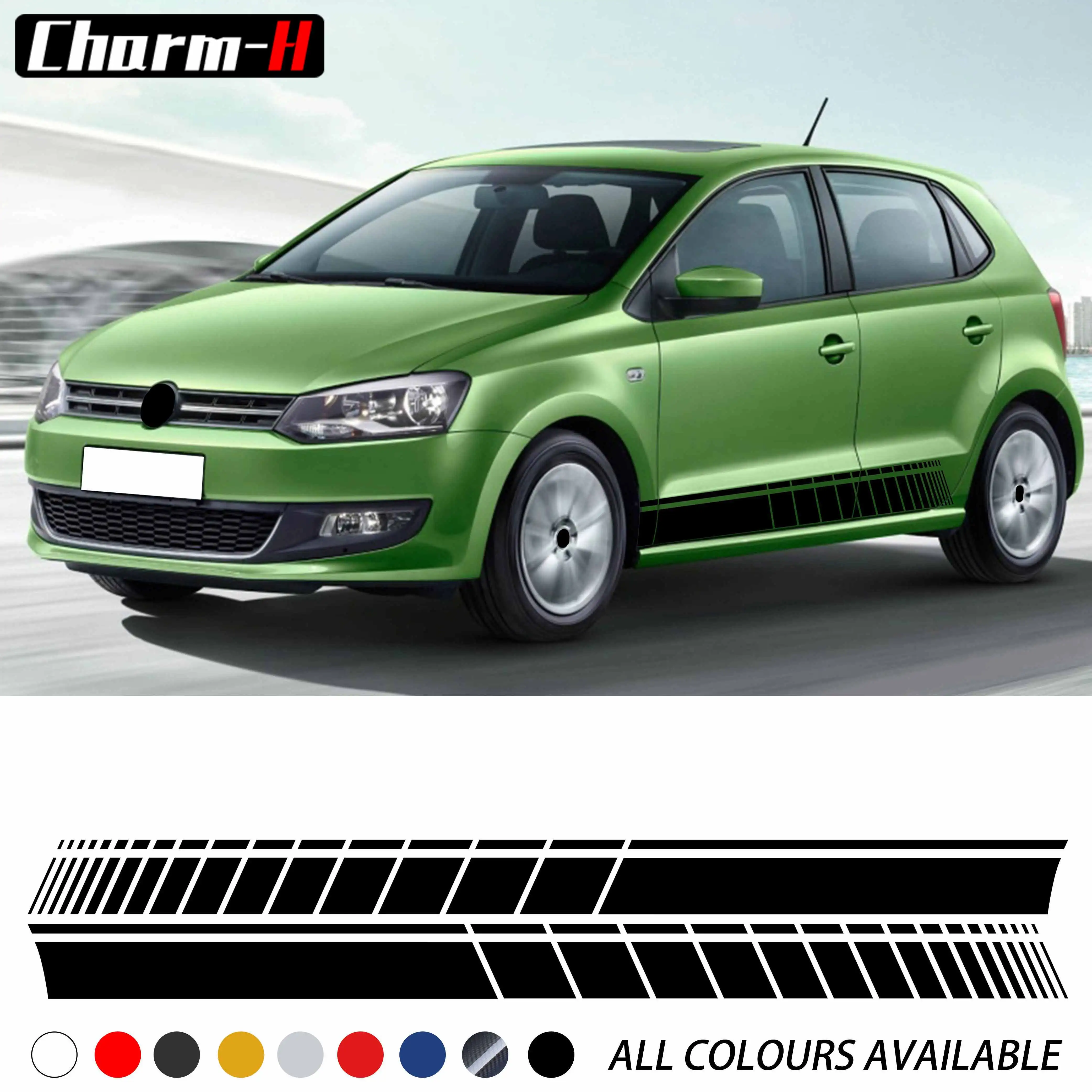 Стайлинг автомобиля наклейки в полоску с боковой юбкой для vw volkswagen golf 4 5 6 7 polo passat