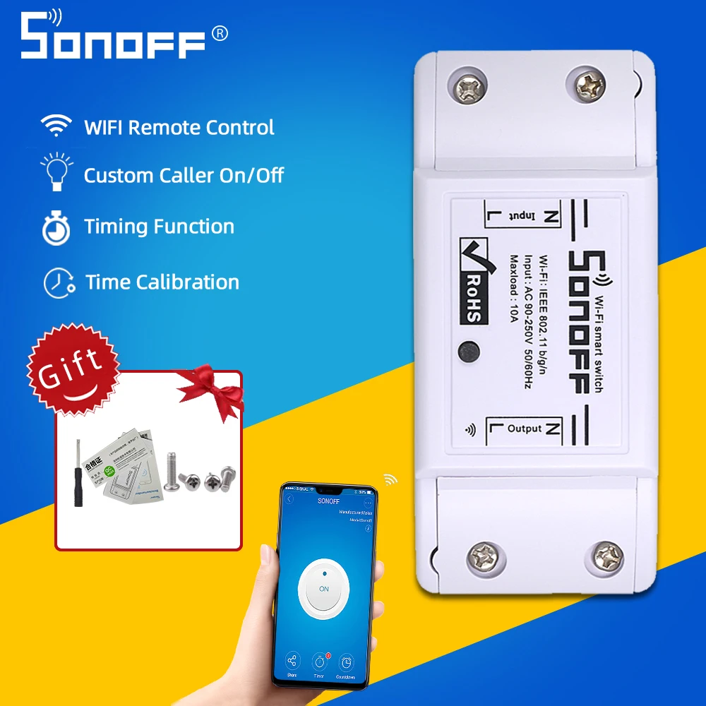 Sonoff Мини DIY Базовый Wifi переключатель 220 В/модуль/светильник таймер RF прерыватель переключатель Wifi умный дом для Alexa Ewelink Google Home