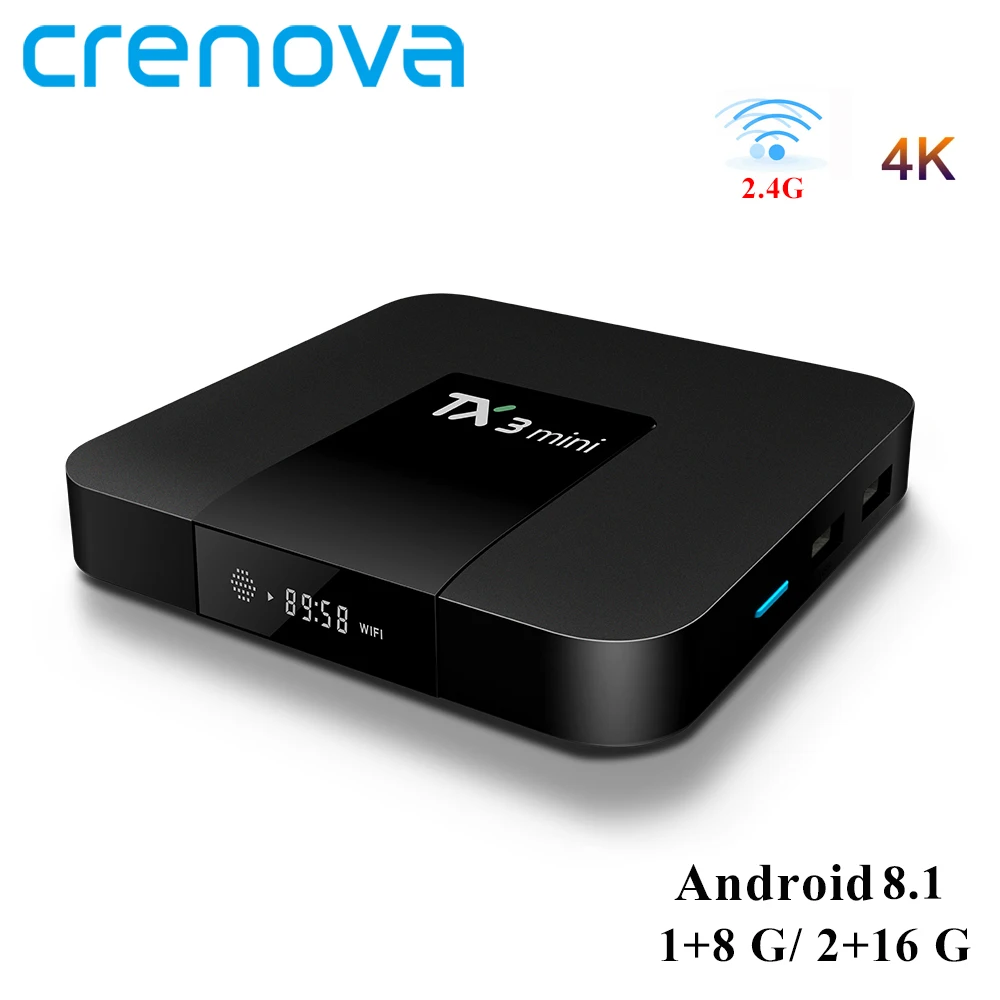 Мини-смарт-ТВ-бокс Crenova TX3 Android 8 1 2 Гб 16 четырехъядерный телеприставка 4K WiFi