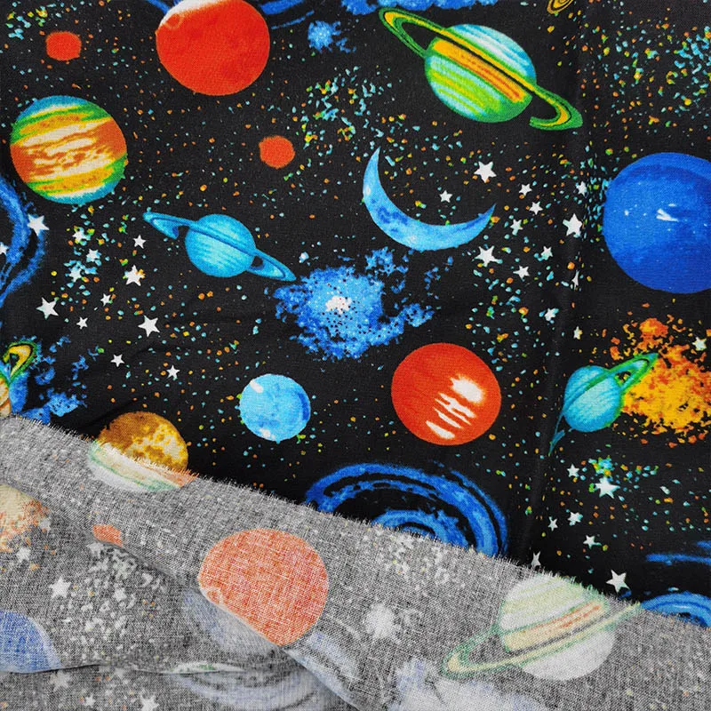 Beautiful 100% Cotton Fabric Black Universe Space Galaxy Printed Fabric Patchwork Sewing Material For Diy Children's Clothing images - 6