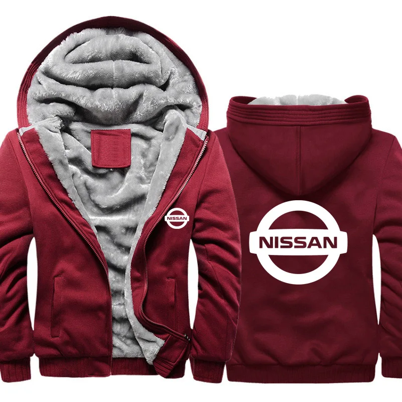 

Winter New Warm Mens Sweatshirt NISSAN Car Logo Casual Jackets Thicken Wool Fleece Cotton High Quality Mens Zipper Hoodie