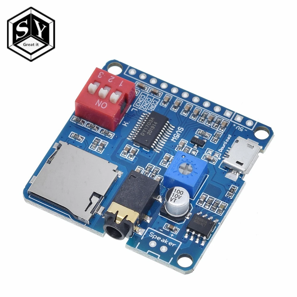 Для Arduino 5W усилитель воспроизведения голоса Модуль MP3 музыкальный плеер SD/TF карта