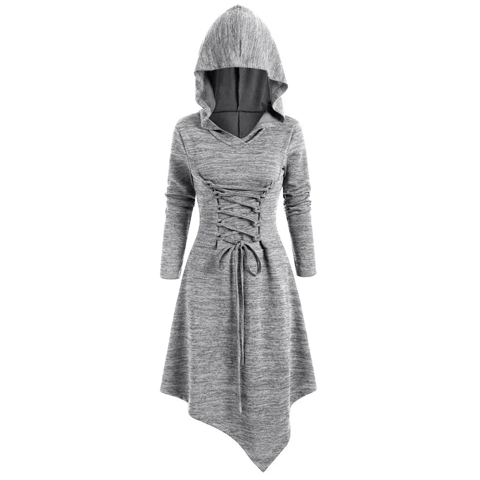 Женское платье-накидка с капюшоном длинное платье в готическом стиле открытой