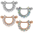 14 г кольцо для сосков AB цвет циркония CZ пронзили соски из нержавеющей стали прямые через штанги для девочек