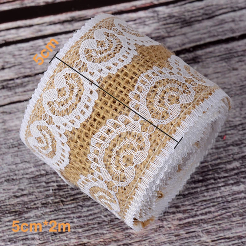 5 см * 2 м джутовая лента из мешковины в рулонах кружевная для домашнего декора
