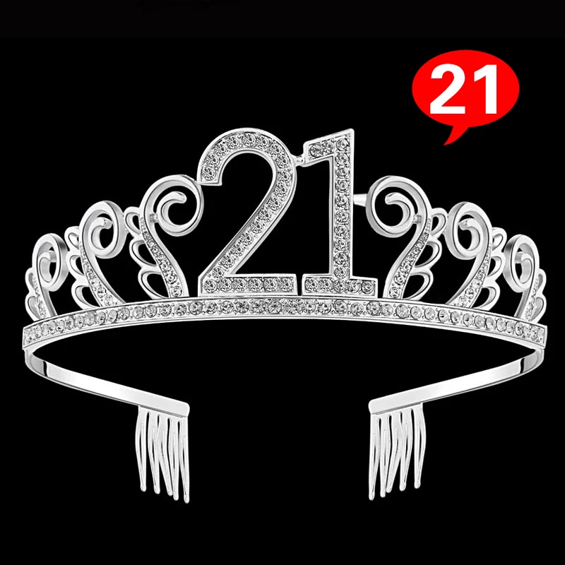 Happy Birthday Crown резинки для волос для Для женщин Для мужчин номер 18/20 Вт, 30 Вт, 40 диадемы украшения для волос аксессуары для дня рождения - Окраска металла: 21 Years old