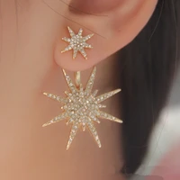 1 pcs fashion dangle earrings woman snowflake crystal back hanging earrings charm rhinestone inlaid jewelry cute earring couple