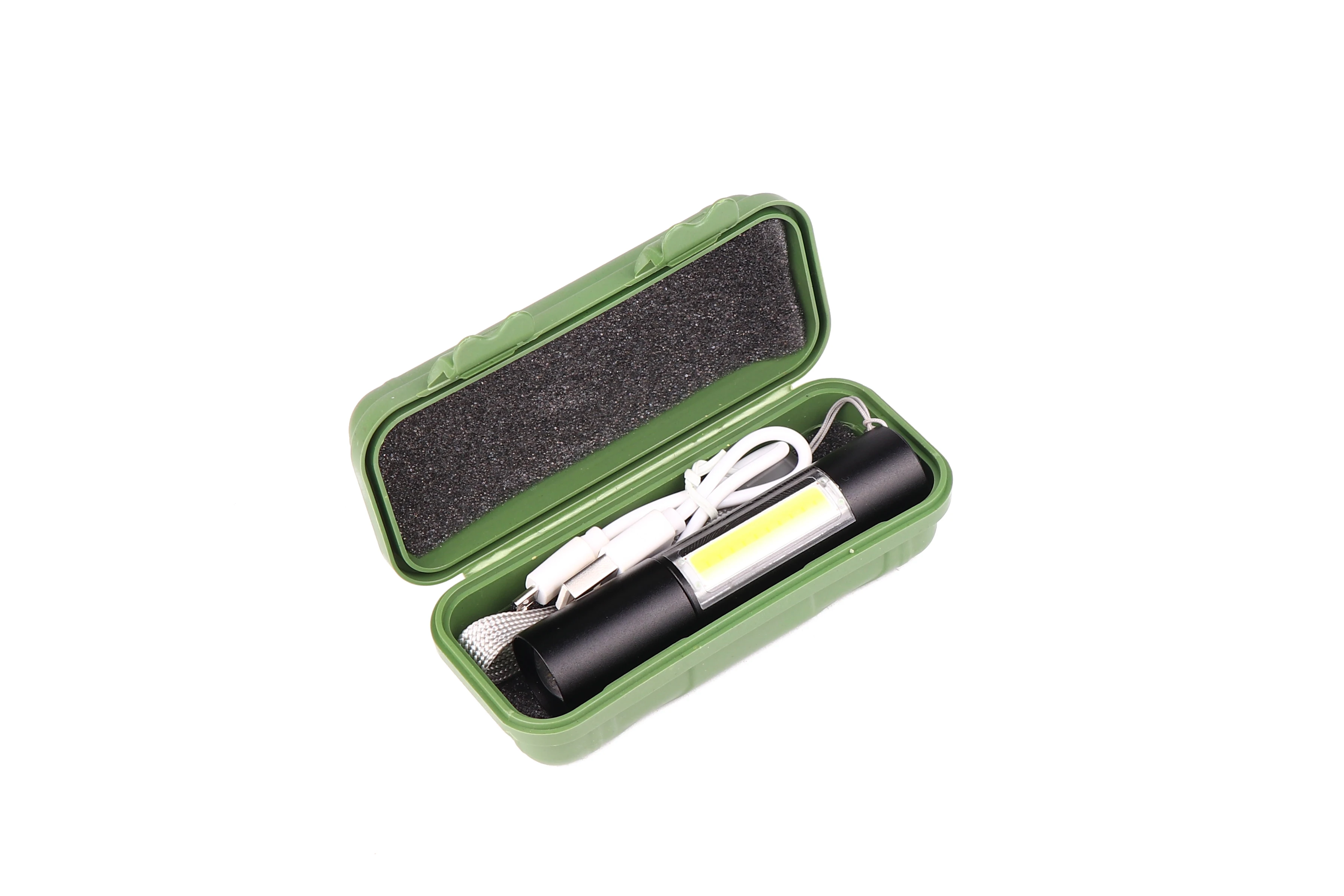 

USB rechargeable LED flashlight, camping lamp zoom flashlight