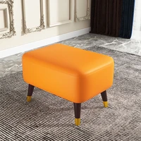 nordic first layer leather sofa stool household shoe changing stool living room solid wood foot stool high end makeup low stool