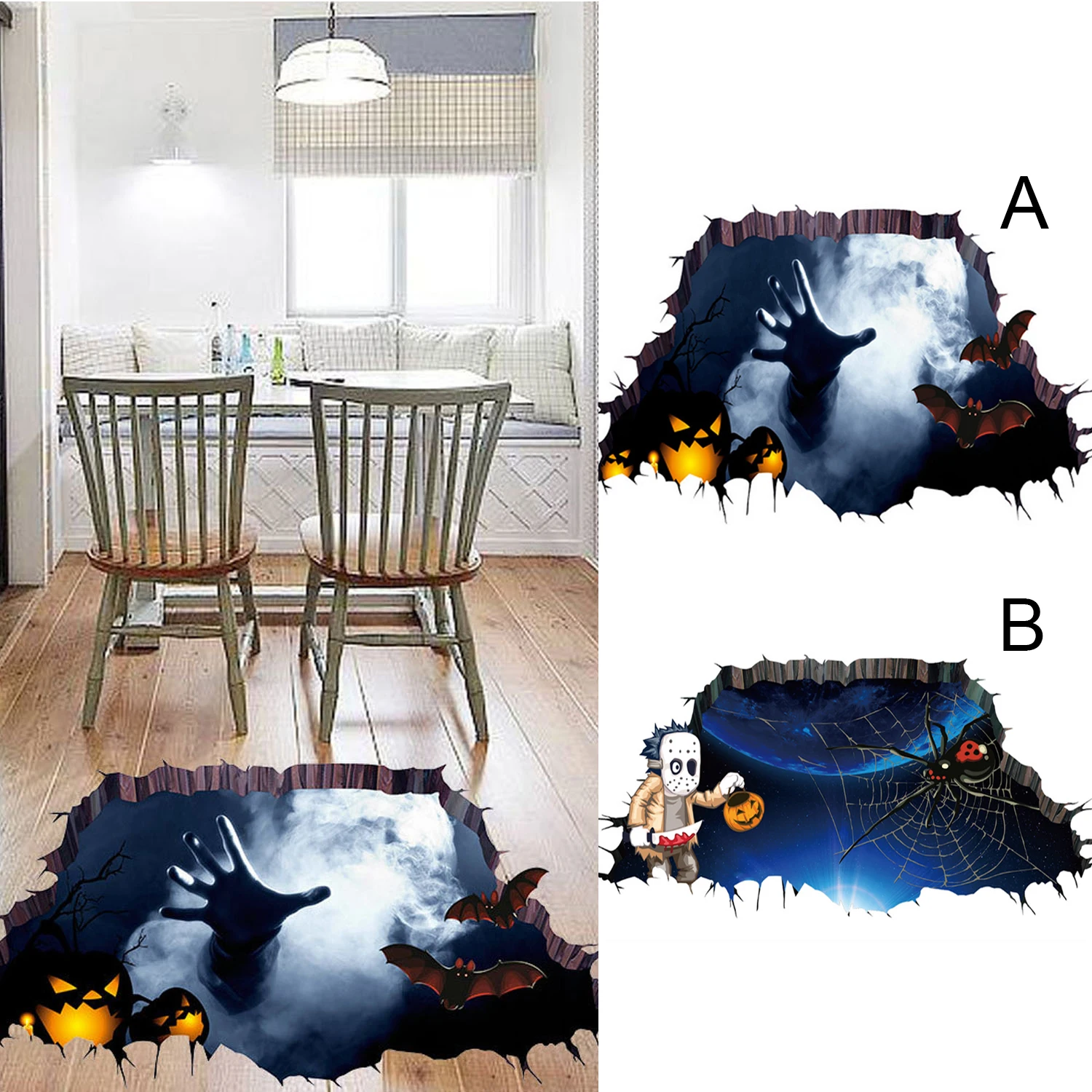 Behogar страшный Ужас Реалистичные 3D наклейки на стену для тематическая вечеринка