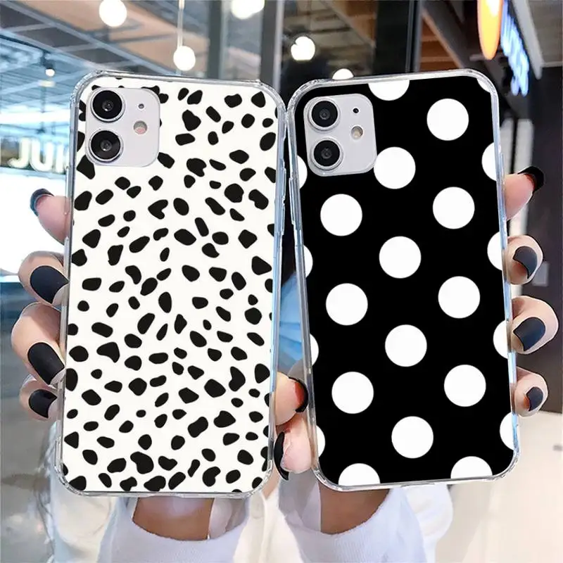 

Black And White Polka Dot Phone Case For IPhone SE2 11 11Pro XS MAX XR 7 8 6 Plus 5 5S SE 12 Mini 12Pro Max