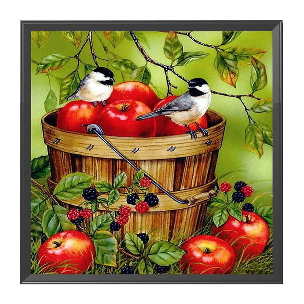 11CT полная вышивка птица яблоко животное холст штампованный Китайский Набор для