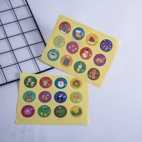 120pcs cartoon christmas theme round seal labels sticker diy gift baking package number envelope stationery christmas decoration