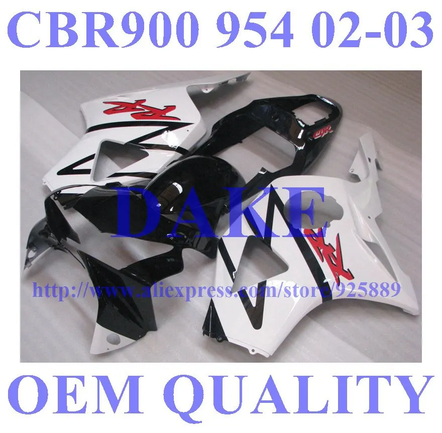 

Injection mold white black Fairing kits for Honda CBR 900RR 954 02 03 black CBR900 RR 2002 2003 CBR954 Hi-quality fairing parts