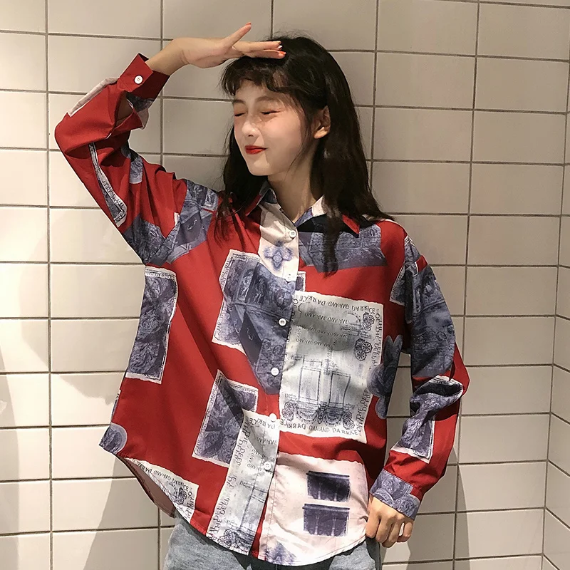 Harajuku Модные женские топы и блузки с принтом весна 2020 модные Ins Blusas Mujer