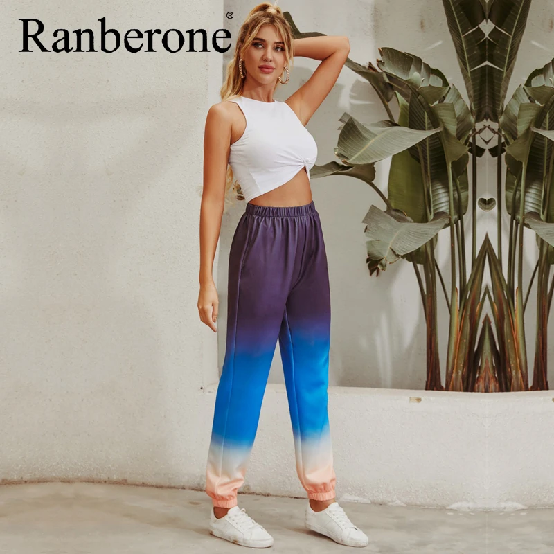 Women Sport Yoga Gradient Color Legging Lady Workout Sweatpants Fitness Jogging Running Pants Gym Tights Stretch Sportswear