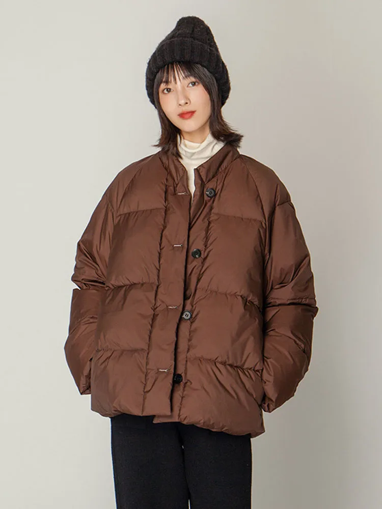 Женская хлопковая куртка с воротником стойкой Повседневная однотонная короткая