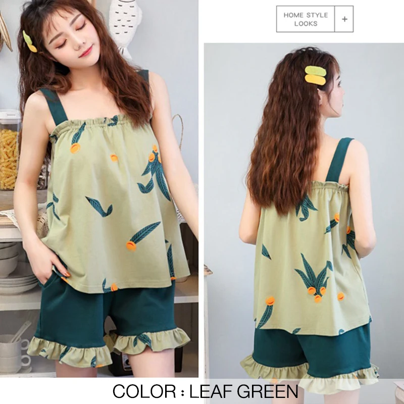 Женские пижамные комплекты со встроенным бюстгальтером Хлопковая пижама одежда