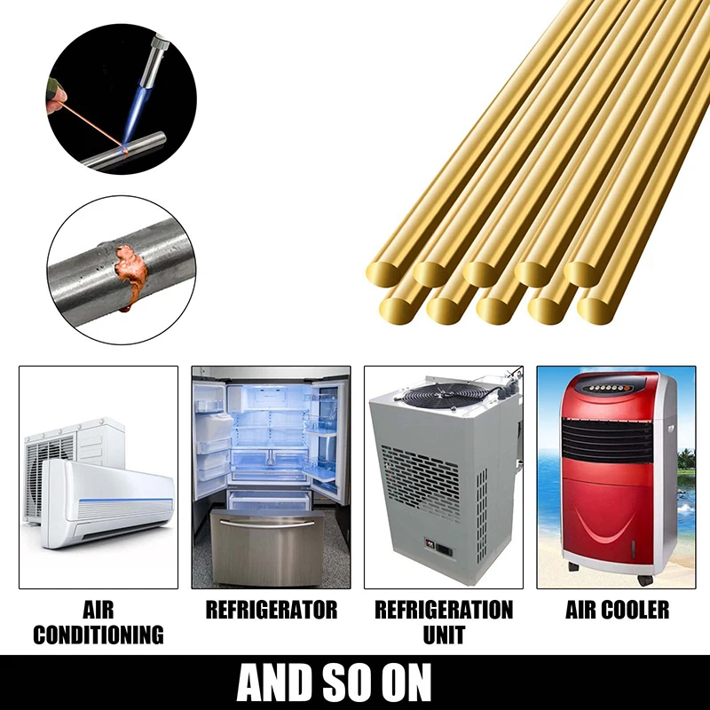 

10 PCS Brass Welding Brazing Rods Easy to Use Good Weldability Wear Resistant Excellent Fluidity for Alloy Materials Tig soudur