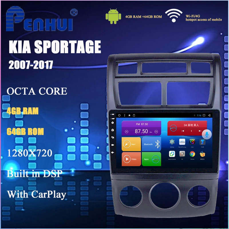 

Car DVD For Kia Sportage (2007-2017) Manual A/C Car Radio Multimedia Video Player Navigation GPS Android 10.0 double din