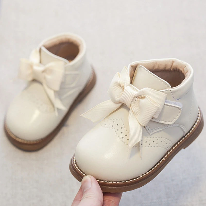 

11.5-15.5cm Brand Genuine Leather Baby Autumn Boots,Lace Butterfly-knot Toddler Girls Princess Matin Ankle Boots For Kids Girls