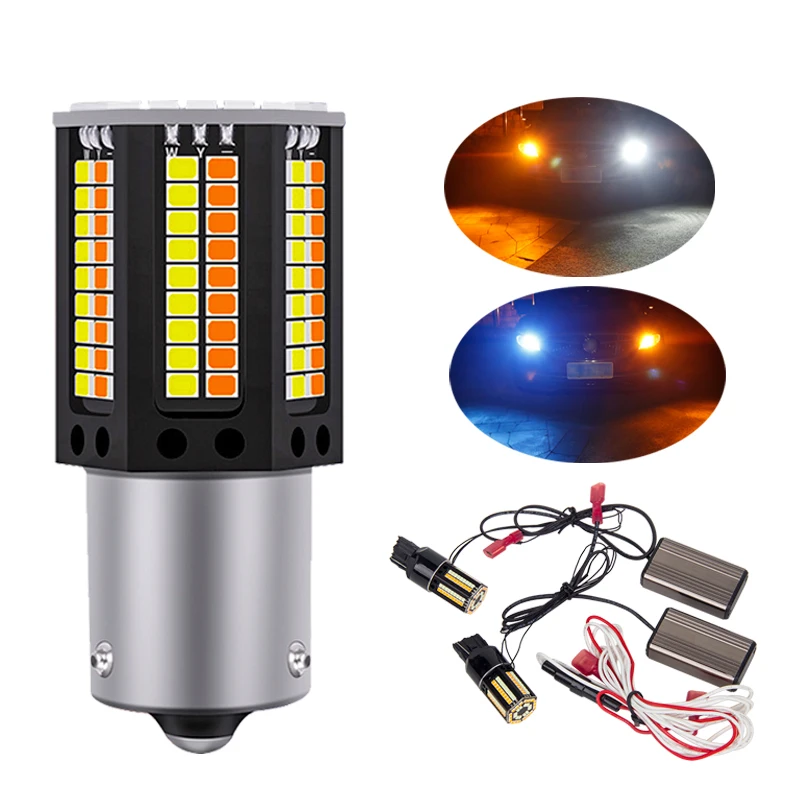 

2x LED Turn Signal Bulb Daytime Running Light Dual Mode Auto DRL Canbus Lamp WY21W T20 7440 PY21W BAU15S P21W BA15S For The Car
