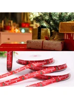 10 rolls 25 yards 38 inch merry christmas tree snowflake printing red ribbon for diy crafts gift wrapping bow making xmas holid