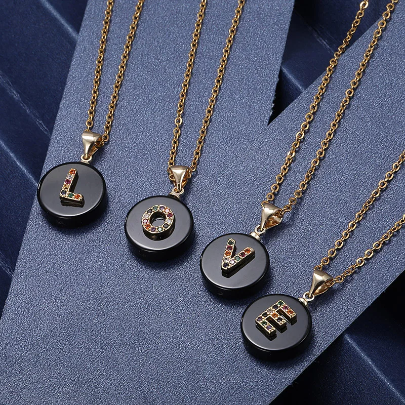 Женское ожерелье с подвеской 26 буквами из нержавеющей стали|Ожерелья подвеской| |