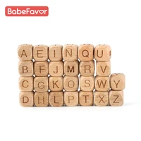 10pcs wooden beads english alphabet beech custom personalized name diy pacifier chain rattle 12mm baby teether letter wood bead