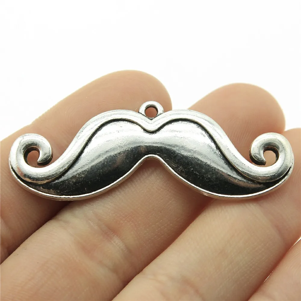 

WYSIWYG 5pcs 53mm Beard Charm Pendants For Jewelry Making Antique Silver Color Moustache Pendants Charm