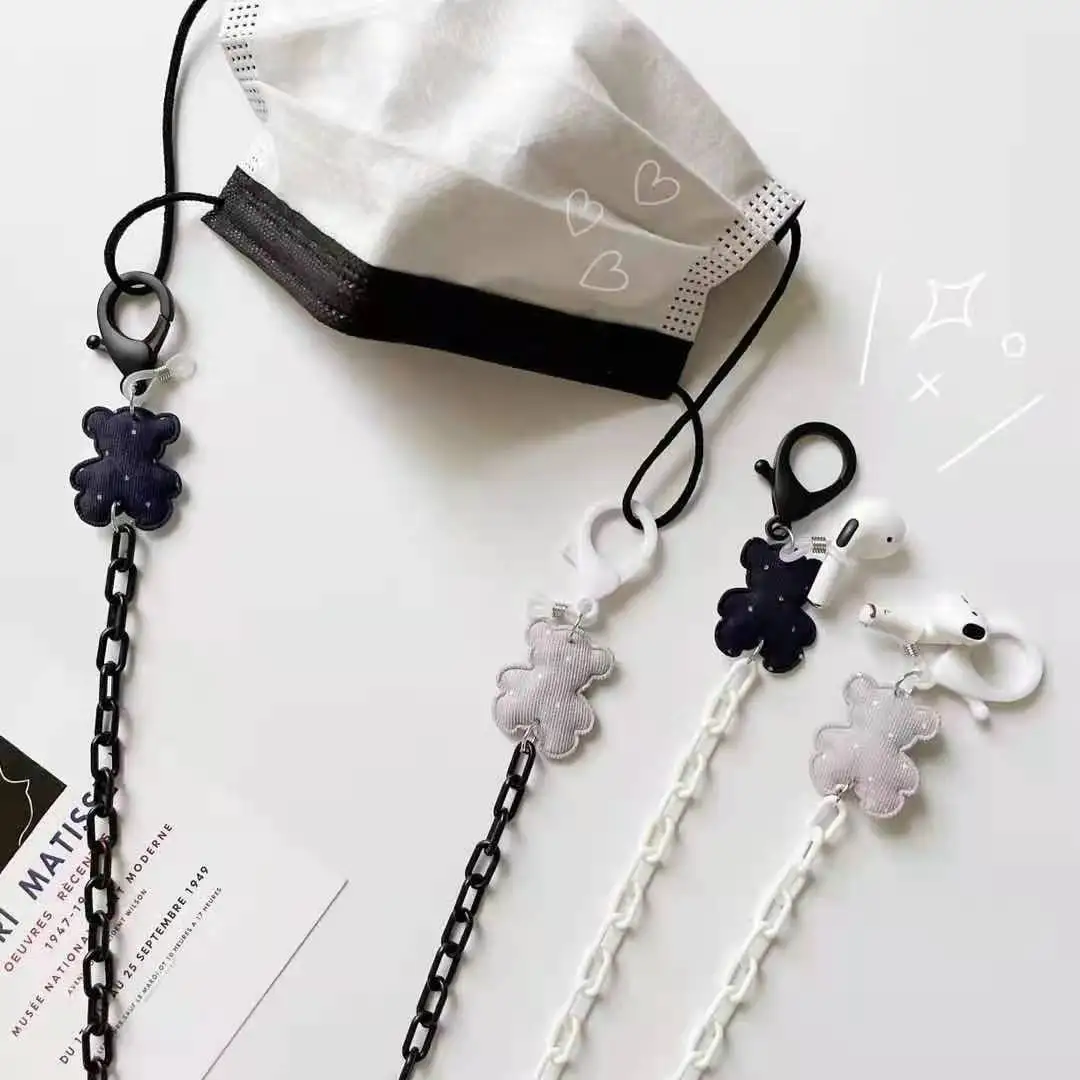 New creative cartoon bear acrylic lanyard necklace glasses chain earphone mask belt | Аксессуары для одежды