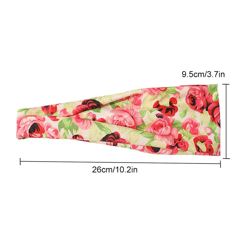 Женская широкая лента для волос спортивная с цветочным принтом эластичные