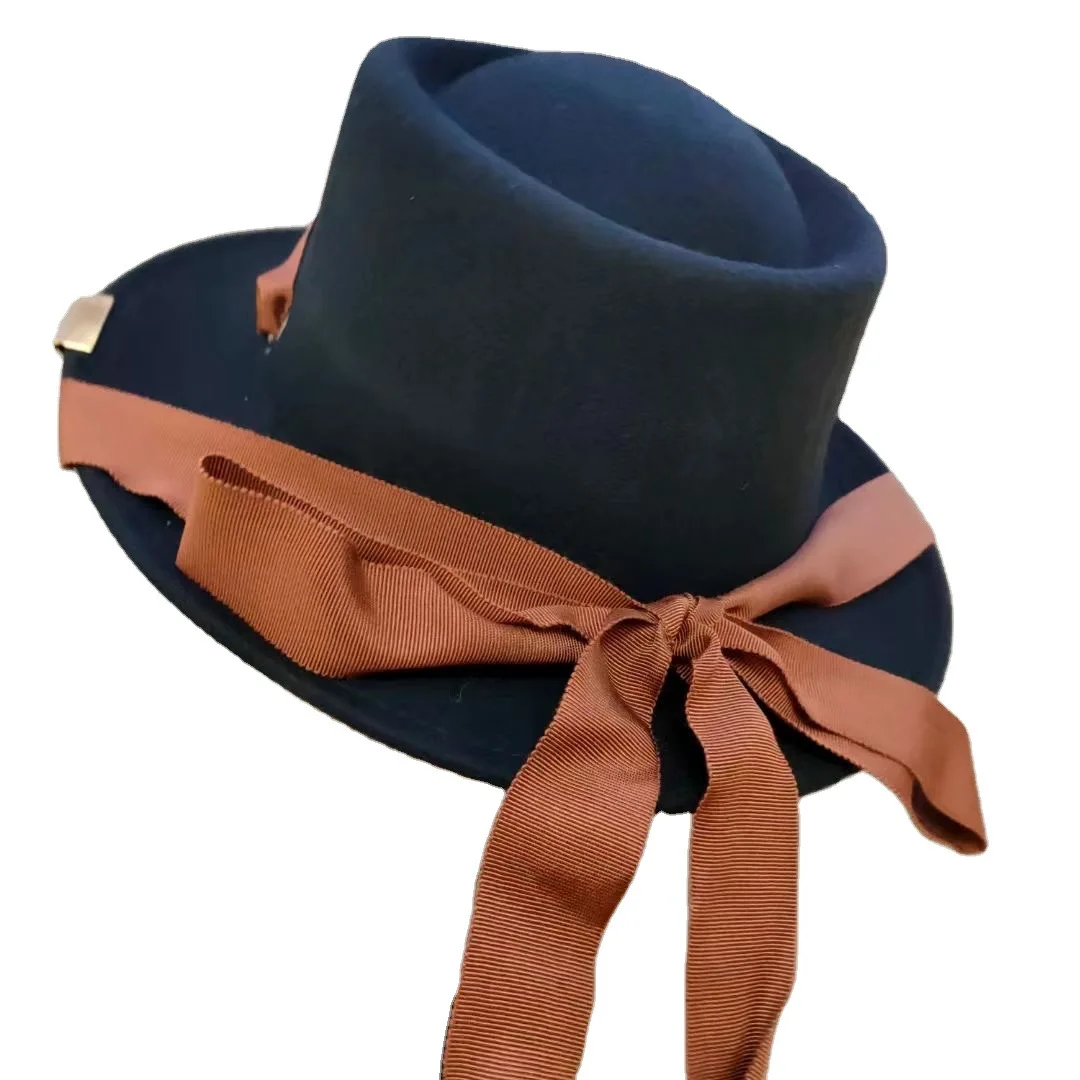 

Women Warm Winter Fedora Hat Bow Ribbon Design Thick Warm French Beret Newsboy Hat Concave Top French Wool Cap Women Visor New