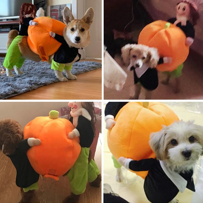 HEYPET Pet Хэллоуин Одежда для косплея смешная Тыква Одежда для собак костюм комбинезоны для маленьких средних собак для Мопсов, французских бульдогов