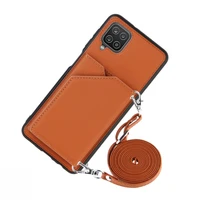 strap card case for samsung galaxy a12 a32 a02s a52 a72 m51 a51 a71 a31 a21s wallet shockproof leather necklace crossbody cover